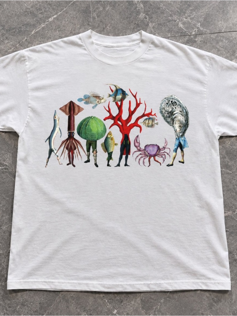 Colorful Sea Creature Gildan White Tee Graphic